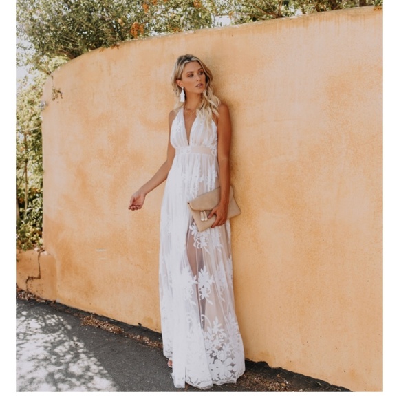 LONGINA White Lace Maxi Dress - Picture 7 of 8